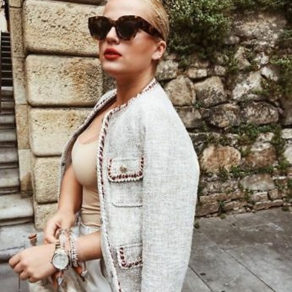 Zara Jackets & Blazers - [SOLD]NWT Zara Size S Tweed Blazer Trims